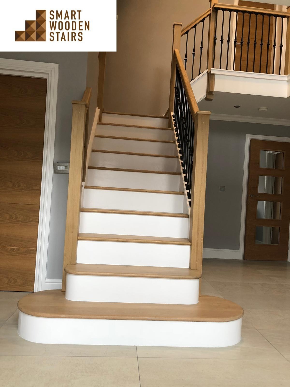 Mix match staircase with metal spindles