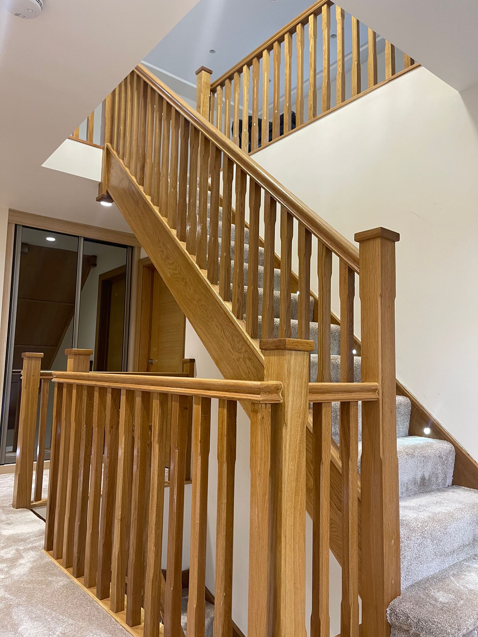 Oak chamfered spindles with oak chamfered post