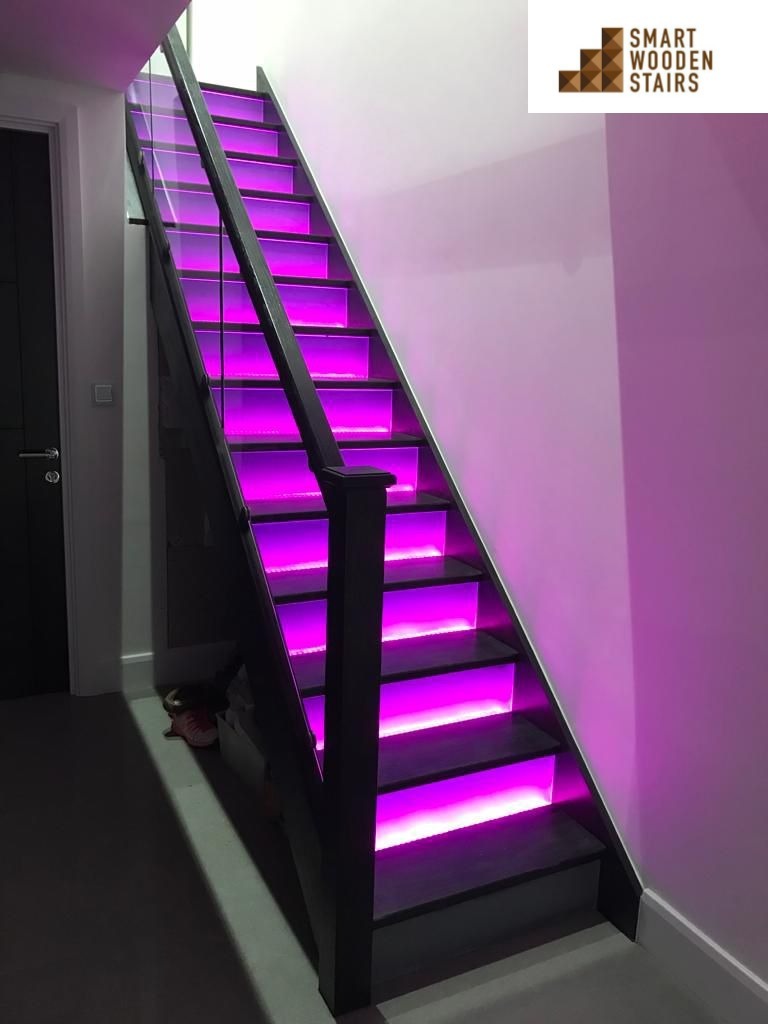 Softwood staircase with Led lights